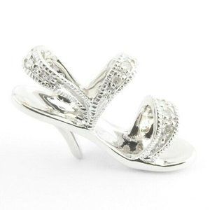 10K White Gold Diamond Sandal Charm